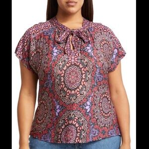 Nordstrom Wit and Wisdom Paisley Blouse 1X NWT